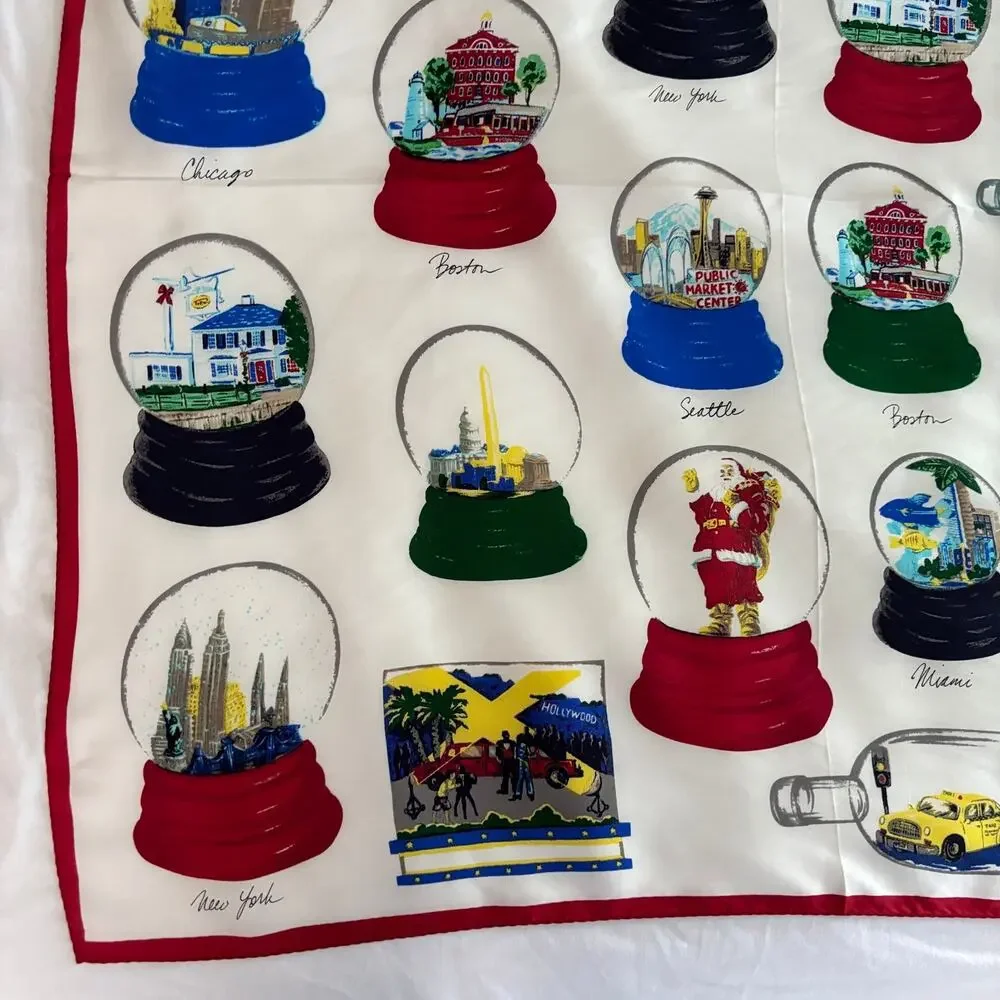 Echo for Talbots Silk Scarf Snow Globes DC Chicago New York Boston Miami Seattle